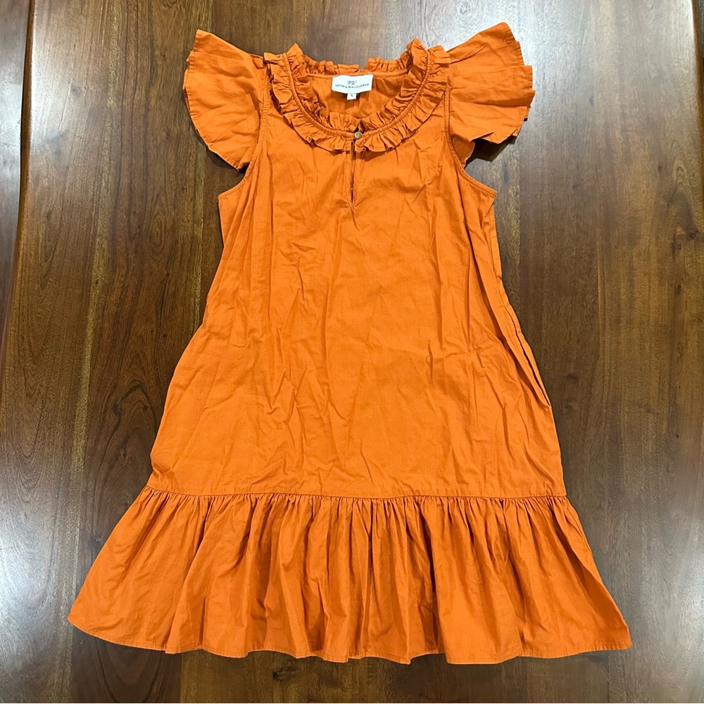Never a Wallflower Rachel Dress Burnt Orange Cotton Sz Small UT College Tailgate